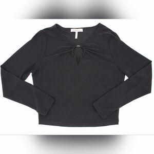 BCBGeneration Cropped Ring-Front Long Sleeve Top